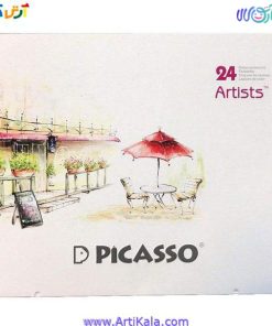 تصویر مداد رنگی 24رنگ جعبه فلزی پیکاسو PICASSO