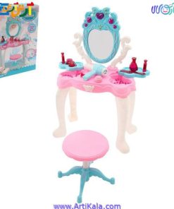 تصویر ست میز لوازم آرایشی با صندلی دخترانه