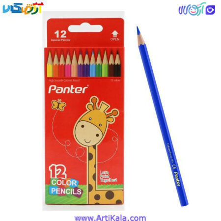 تصویر مداد رنگی 12 تایی جعبه مقوایی پنتر panter