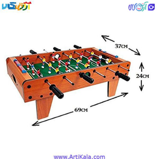 تصویر ابعاد فوتبال دستی چوبی مدل Xiang Jun Table Football 628