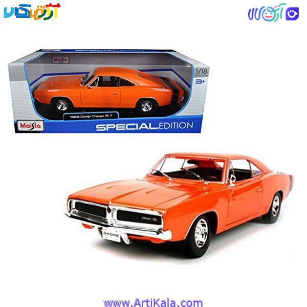 تصویر ماکت ماشین دوج مدل 1969 Dodge Charger 1:18 نارنجی