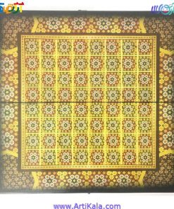 تصویر صفحه تخته نرد و شطرنج چوبی خاتم طرح اسلیمی