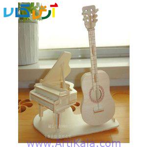 تصویر پازل چوبی 3 بعدی پیانو و گیتار مدل PM001