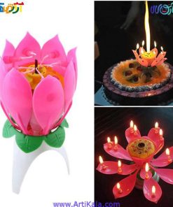 تصویر شمع تولد موزیکال و باز شونده flower candel-2