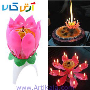 تصویر شمع تولد موزیکال و باز شونده flower candel-2