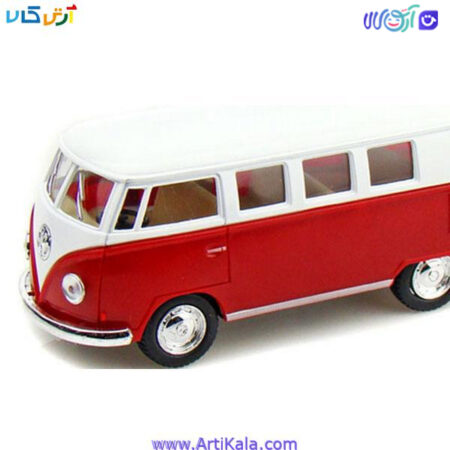 تصویر ماکت اتوبوس کلاسیک مدل volkswagen 1962 قرمز رنگ