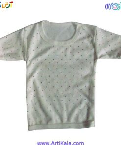 تصویر پیراهن آستین کوتاه سفید با خال های رنگی برند یگانه