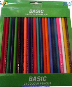 تصویر مداد های مداد رنگی 24 رنگ جعبه مقوایی بیسیک BASIC