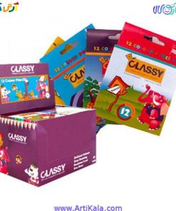تصویر مداد رنگی کوتاه 12 رنگ جعبه مقوایی مدل CLASSY