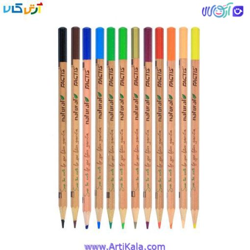 تصویر مداد های مداد رنگی 12 رنگ فکتیس جعبه چوبی