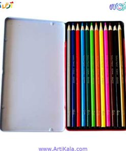 تصویر مداد رنگی 12 رنگ جعبه فلزی کوییلو | quilo