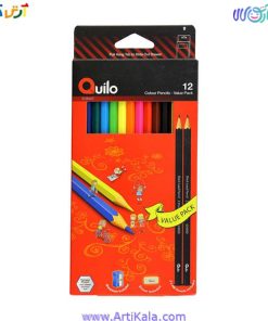 تصویر مداد رنگی 12 رنگ جعبه مقوایی Quilo