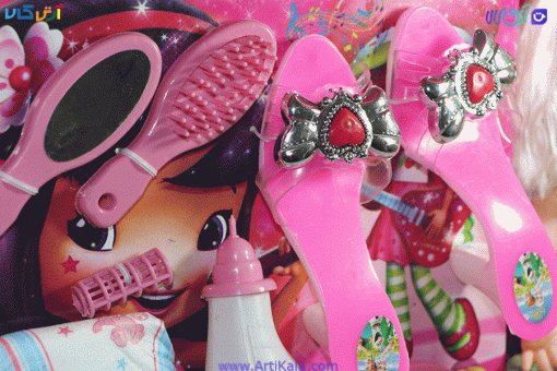 تصویر دمپایی های عروسک عروسک بی‌بی لاولی با لوازم و دمپایی کد 01