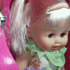 تصویر صورت عروسک بی‌بی لاولی با لوازم و دمپایی کد 01