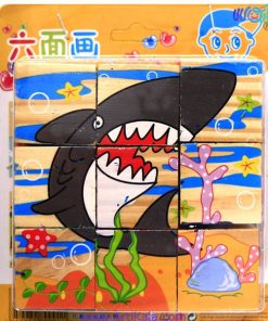 تصویر پازل شش وجهی چوبی 9 قطعه وارداتی طرح حیوانات دریایی