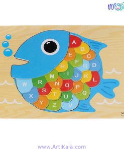 پازل چوبی آموزش حروف انگلیسی طرح ماهی