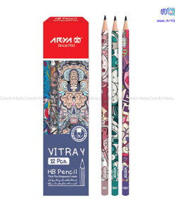 مداد مشکی طرح دار آریا بسته 12 عددی مدل ویترای