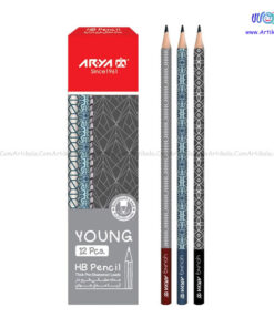 مداد مشکی طرح دار آریا بسته 12 عددی مدل جوان