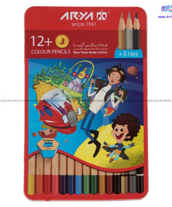 مداد رنگی 12 رنگ جعبه فلزی آریا ARYA
