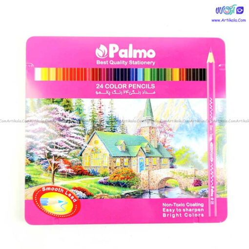 مداد رنگی 24 رنگ جعبه فلزی پالمو Palmo