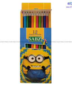 مداد رنگی جعبه مقوایی 12 رنگ روزنامه ای مدل سبز SABZ