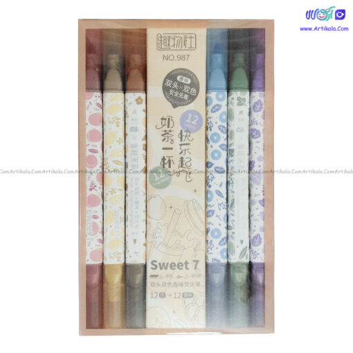 ماژیک هایلایت دو سر معطر میوه‌ای 6 عددی برند Sweet 7 کد 987 - Image 1