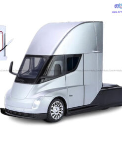 ماکت فلزی تریلی تسلا موزیکال و چراغدار مقیاس 1:24