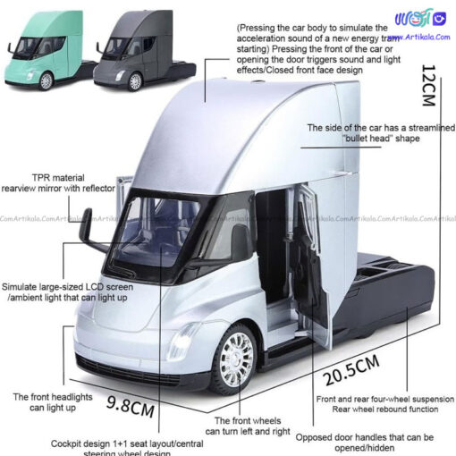 ماکت فلزی تریلی تسلا موزیکال و چراغدار مقیاس 1:24 - Image 5