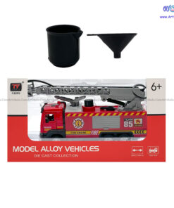 ماکت ماشین فلزی آتش نشانی آبپاش موزیکال و چراغدار مدل 8676b